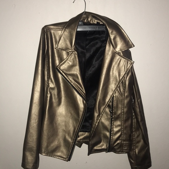 Gold Faux Leather Blazer - Picture 1 of 6